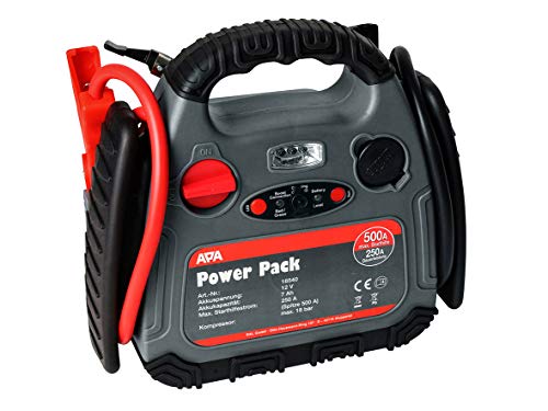 APA 16540 Power Pack, mit Kompressor und Starthilfe, 12 V,Schwarz, Grau, Rot