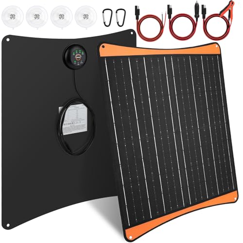 【30W Solar Autobatterie Ladegerät 12V】DERUXI 30W Solarpanel 12V Solar- Ladegerät für Autobatterien Erhaltungsladung Batterieladegerät SAE-Anschlusskabel für Boot,Motorrad,Anhänger,Wohnmobil