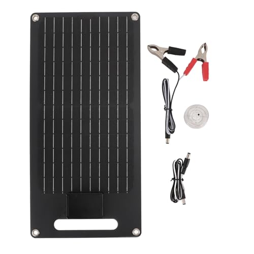 12V Solarpanel Set, 50W Monokristalline Solarmodule, Solar Ladegerät mit USB Kabel und Clip, Aufladen Autobatterie Dual USB Regler Solarmodul von Fahrzeugbatterien und Mobiltelefonen Netzunabhängige