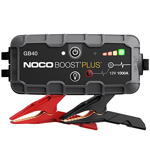 NOCO Boost Plus GB40 1000A 12V UltraSafe Starthilfe Powerbank, Lithium-Starthilfebox, Kfz-Batterie-Booster und HD-Starthilfekabel für bis zu 6,0-Liter-Benzinmotoren und 3,0-Liter-Dieselmotoren