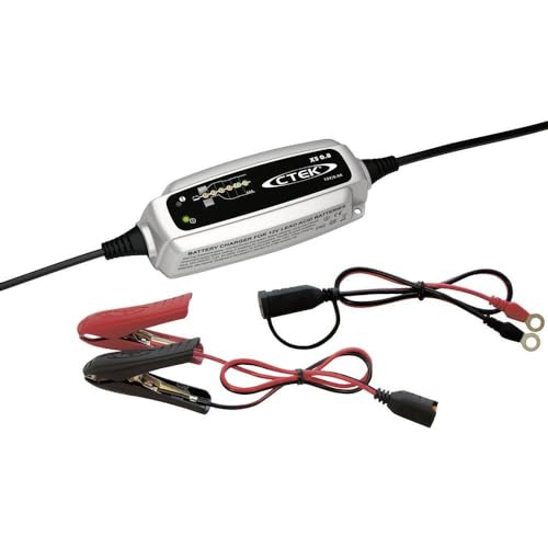 CTEK XS 0.8, Batterieladegerät 12V, Erhaltungsladegerät, Intelligentes Ladegerät Motorrad, Jetski,Motorschlitten, Wasserfahrzeug, Rasenmäher, Batteriepfleger Mit Entsulfatierungsprogramm, Schwarz/Rot