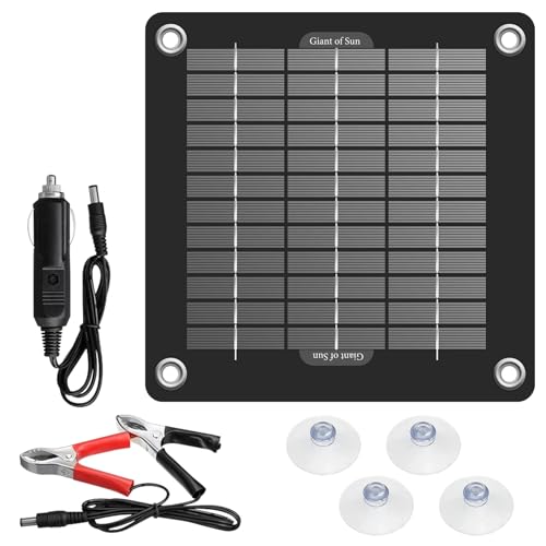 12V 10W Solar Autobatterie Ladegerät, Solarmodul Erhaltungsladung, Solarpanel Autobatterie Ladegerät, Tragbares Solarpanel Notstromversorgung Adapter für Auto, Wohnmobil, Boot, Motorrad