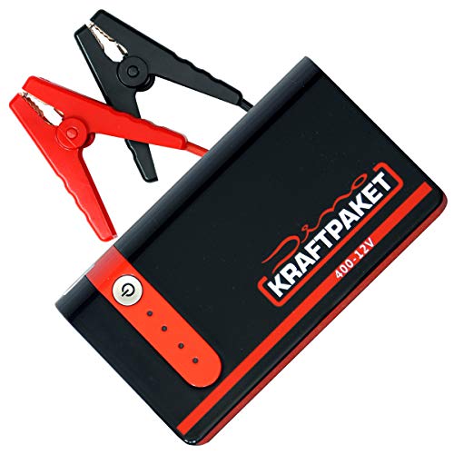 Dino KRAFTPAKET 12V-400A Starthilfegerät 33.3Wh 9000mAh | KFZ Starthilfe Powerbank für Diesel & Benziner max 4-Zylinder | Autobatterie | Blei-Säure, GEL, EFB, AGM-Batterie | Für Auto & Motorrad
