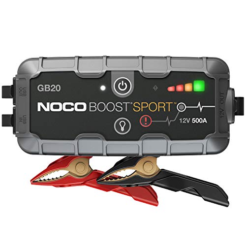 NOCO Boost Sport GB20, 500A UltraSafe Starthilfe, 12 Volt tragbares Lithium-Autobatterie-Starthilfe, Powerbank und Jump Starter für Benzinmotoren bis zu 4 Litern