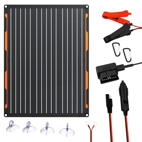 Solar Autobatterie Ladegerät 12V 20W Solarmodul IP67 wasserdichtes Solarpanel tragbares Batterieladegerät SAE-Anschlusskabel für Auto, Boot, Motorrad, Anhänger usw,Wohnmobil，RV Marine
