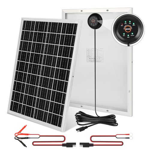 【25W Solar Autobatterie Ladegerät 18V Kit】DERUXI 25 W Solarpanel: Mono Solarmodul 25W Solar Panel mit Eingebautem PWMs Laderegler+2 Paar Solarkabel, PV Solarmodule für 12V GEL, AGM, LiFePO₄-Batterien