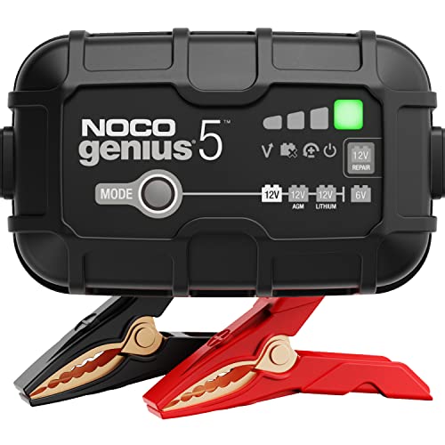NOCO GENIUS5EU, 5A Ladegerät Autobatterie, 6V/12V KFZ Batterieladegerät für Auto und Motorrad, Erhaltungsladegerät und Desulfator für AGM, Gel, Start-Stopp, EFB und LiFePO4 Lithium Batterien
