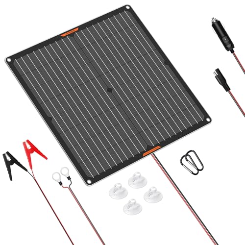 MHPOWOS 12 Volt 30 Watt Solar Autobatterie Ladegerät, Solarpanel 30W, wasserdichtes Solarstrom-Ladegerät und -Wartungsgerät mit Krokodilklemme