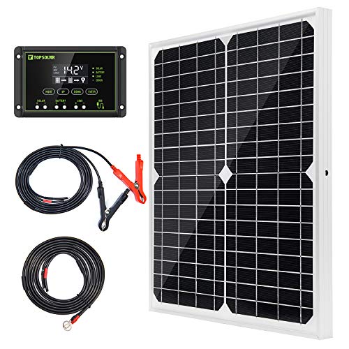 20W 12V Monokristallines Solarmodul Solarpanel Solarzelle Kit mit 10A Solarladegerät Laderegler Photovoltaikanlagen Solarbetriebene für Caravan Camper Boot